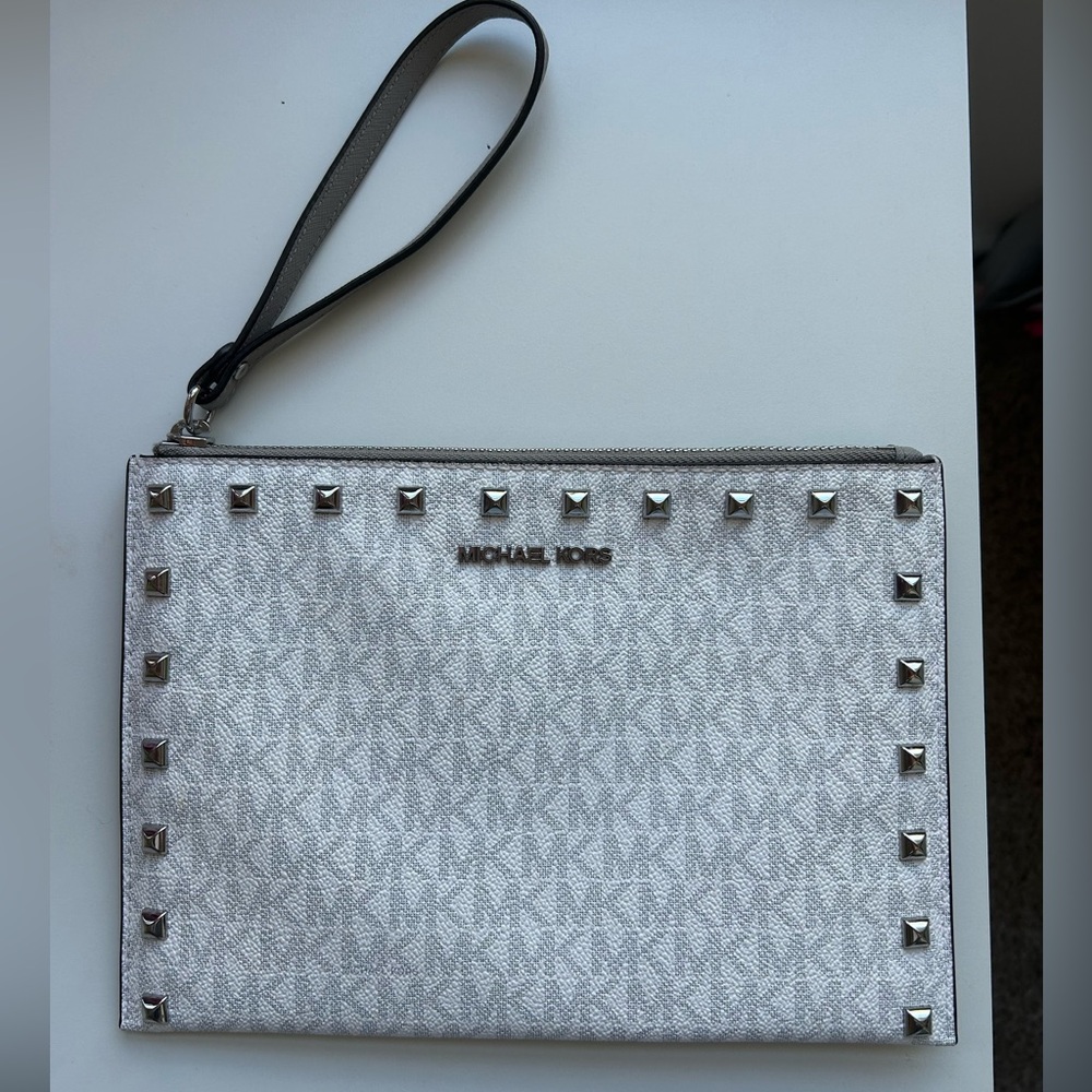 Michael Kors Silver Studded Wristlet